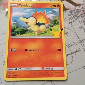 Cyndaquill non holographic Pokémon card.
